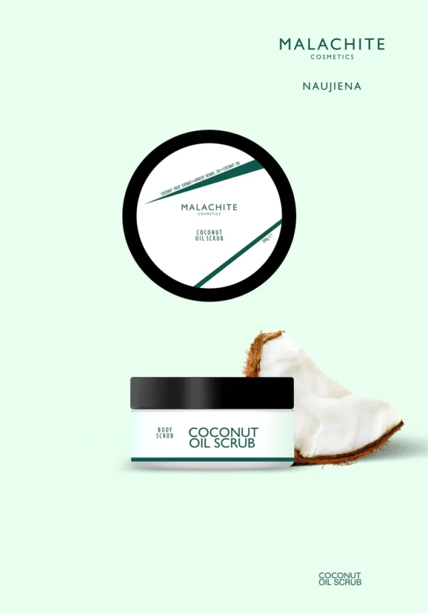 Kokosinis šveitiklis MALACHITE COSMETICS „COCONUT Oil Scrub“, 200 g.