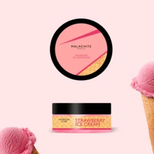 Švytintis kūno šveitiklis MALACHITE COSMETICS „Strawberry ice cream scrub”, 200 g.