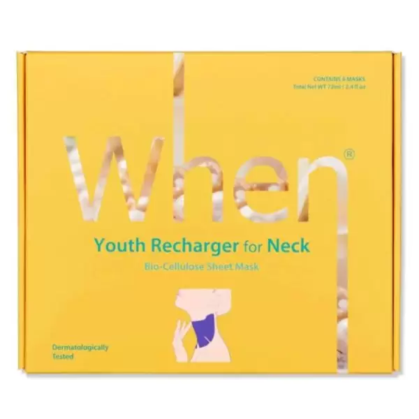 When® Youth Recharger bioceliuliozinės lakštinės kaklo kaukės su perlų ekstraktu (4 vnt.)