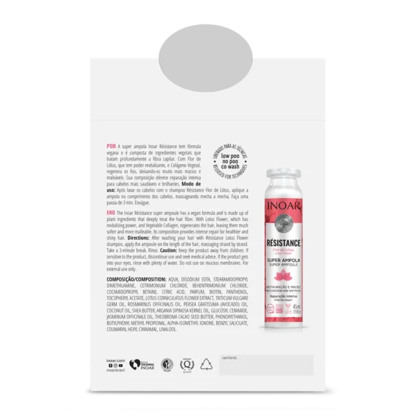 INOAR Resistance Flor de Lotus Ampola - ampulė silpniems plaukams 45 ml - Image 2
