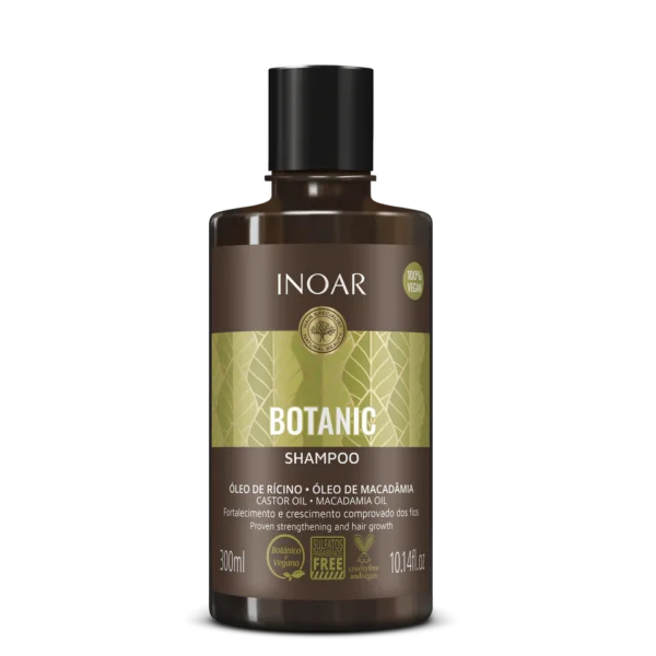 INOAR Botanic Shampoo - plaukus stiprinantis ir augimą skatinantis šampūnas su ricinos aliejumi 300 ml