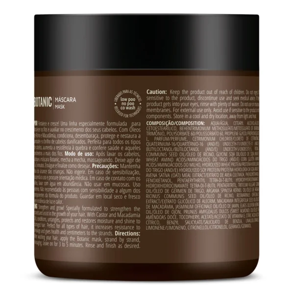 INOAR Botanic Mask - plaukus stiprinanti kaukė su ricinos aliejumi 500 g - Image 2