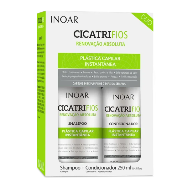 INOAR CicatriFios Duo Kit - plauko struktūrą atkuriantis priemonių rinkinys 2x250 ml