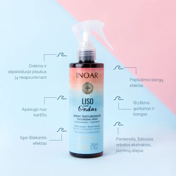 INOAR Liso Com Ondas Spray Texturizador - tekstūros suteikiantis purškiklis 200 ml - Image 3